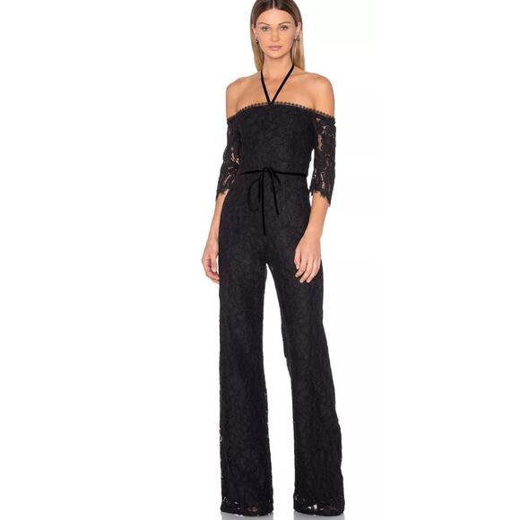 ALEXIS Joaquin Off-the-Shoulder Black Lace Jumpsuit Medium 4/6 Wide Leg $594 - Picture 1 of 10